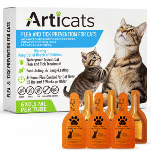 Flea and Tick Prevention for Cats & Kittens, Topical Cat Flea and Tick Treatment – Fast-Acting & Long-Lasting 6-Dose Supply